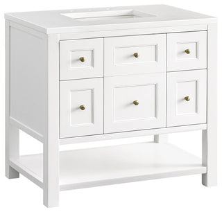 Breckenridge 36" Single Vanity, Bright White,  White Zeus Quartz Top