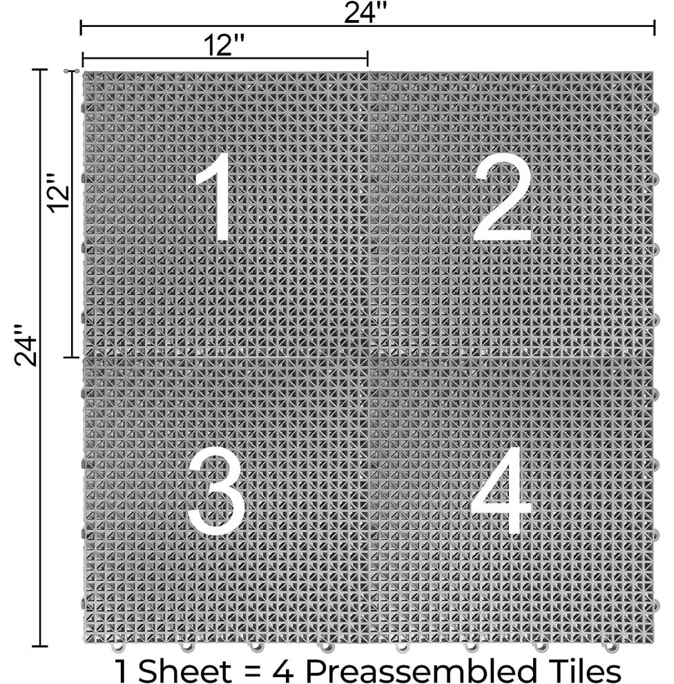 DT40BEIG DuraGrid Outdoor Modular Interlocking Multi-Use Plastic Deck Tile, Gray, 40 Pack