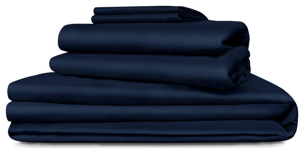 Delara 100% Eucalyptus Lyocell Tencel Bedding Sheet Bundle, Carbon, Full, 90"x105"