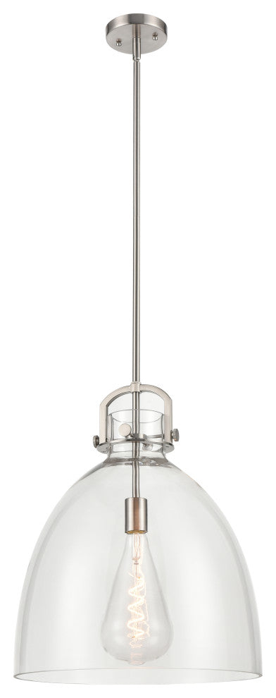 Innovations Lighting 412-1S-SN-16CL Newton Bell 1 Light 16" Pendant