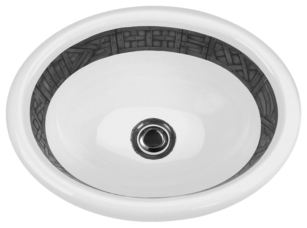 Hand Painted Sink AP-1505 "Shield" Burnished Platinum Donna Drop-In Sink.