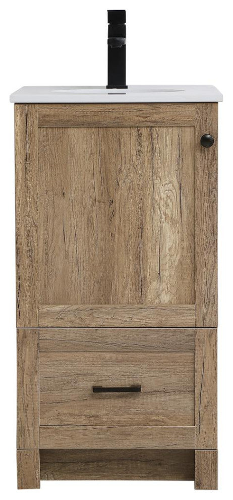 Home Living Single 18" Bathroom Vanity (Natural Oak)