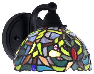 Paramount 1-Light Wall Sconce, Matte Black, 7" Kaleidoscope Art Glass