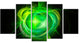 Green Fractal Explosion Supernova, Abstract Canvas Art Print, 60"x32", 5 Panels
