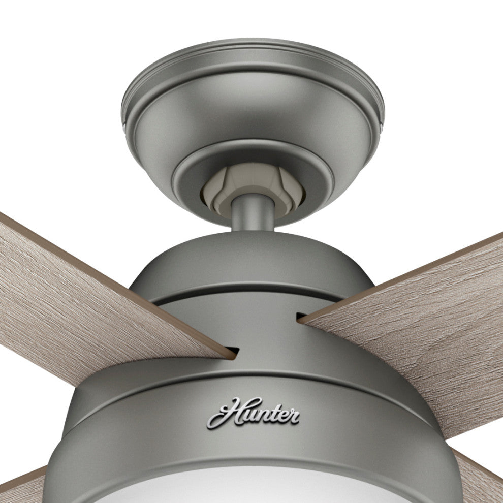 Hunter 52" Marietta Matte Silver Ceiling Fan, LED Light and Remote Control