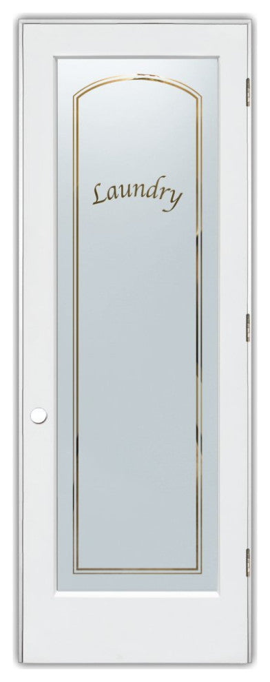 Laundry Door - Classic Arched - Primed - 30" x 80" - Knob on Left - Pull Open