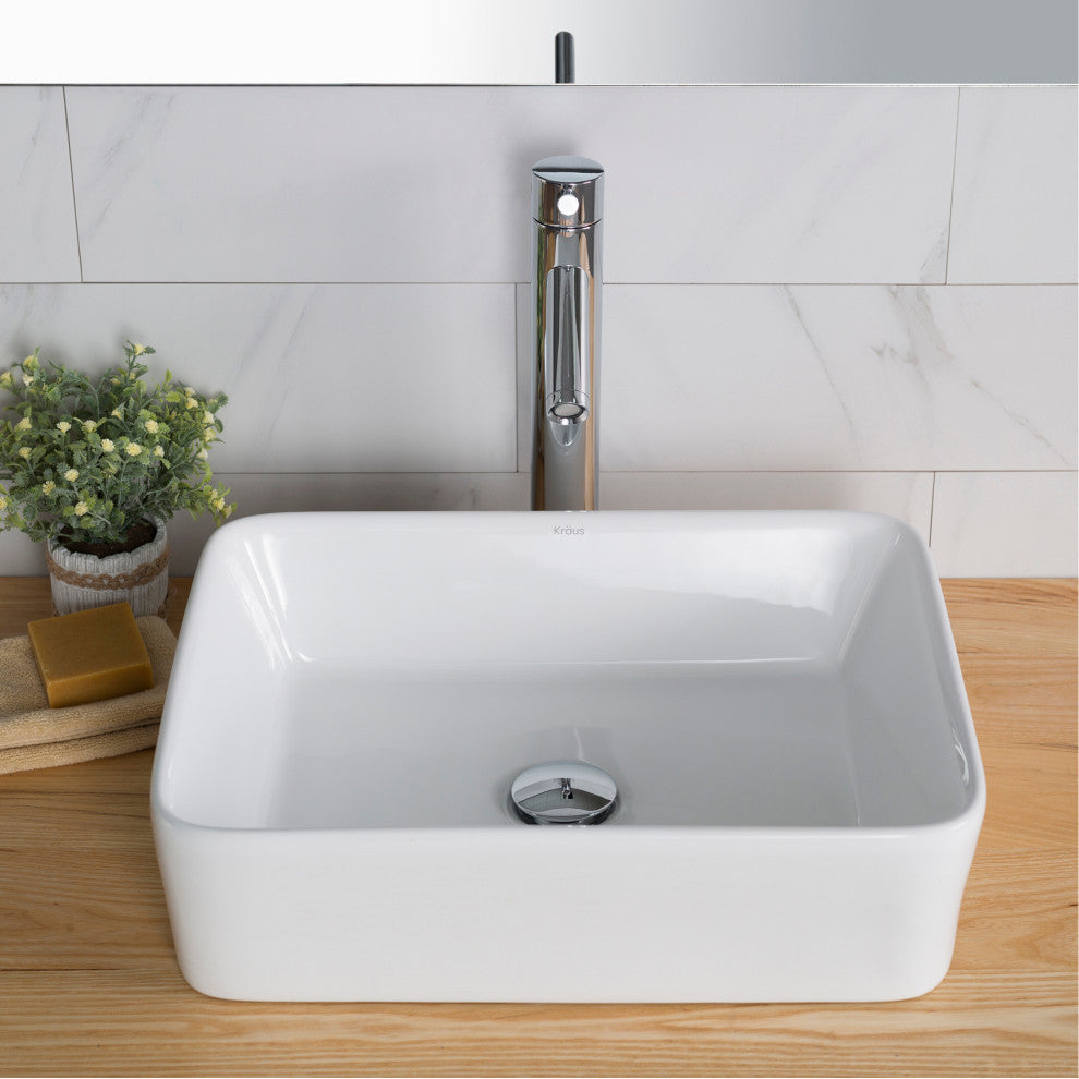 Elavo Ceramic Rectangle Vessel White Sink