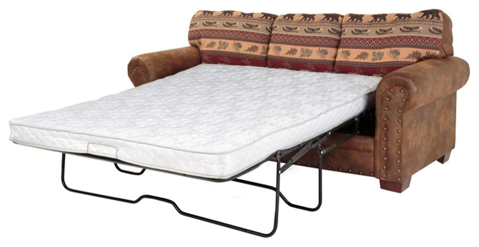 American Furniture Classics Sierra Lodge 88" Microfiber Sleeper Sofa in Brown