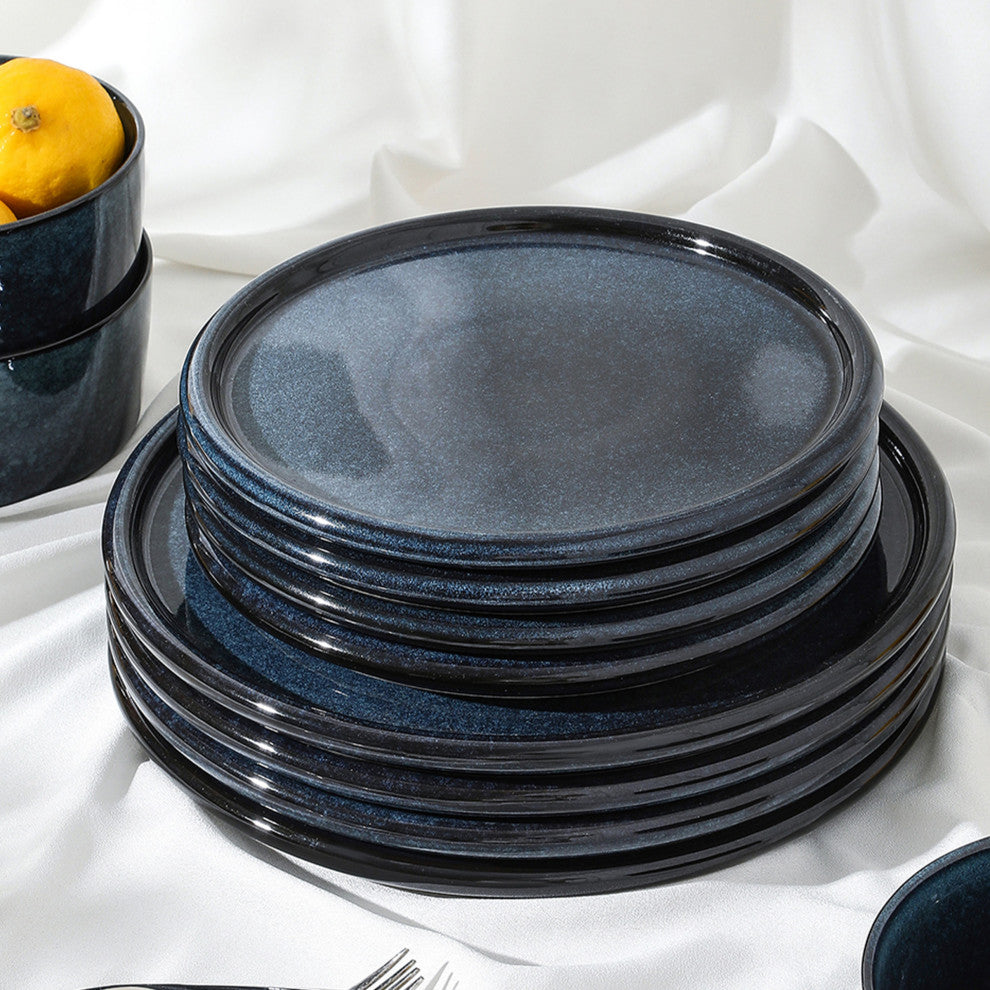 Stone Lain Eden Stoneware Dinner Plate Set of 4, Dark Blue