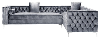 Jeannie 120" Velvet Corner Sectional Sofa, Gray, Right Facing