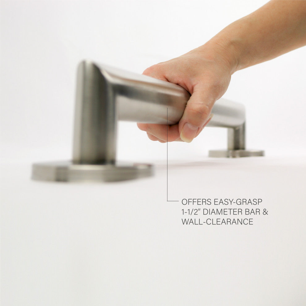 Coronado Designer Oval Bathroom Shower Grab Bar, Mitered Corners, Satin, 42"