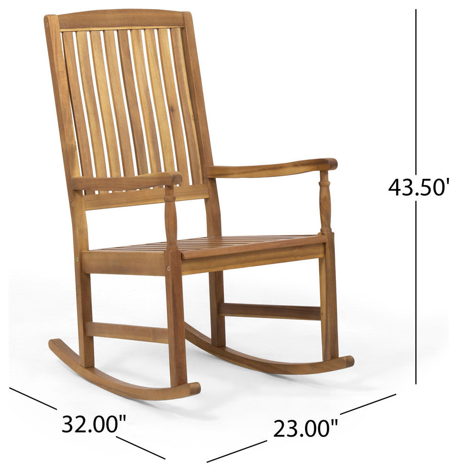 Myrna Outdoor Acacia Wood Rocking Chair, Teak Finish