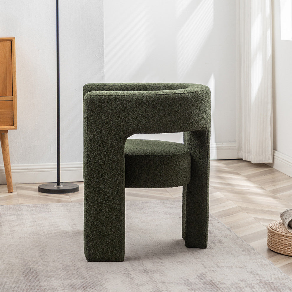 28" Wide Boucle Upholstered Square Armchair, Green