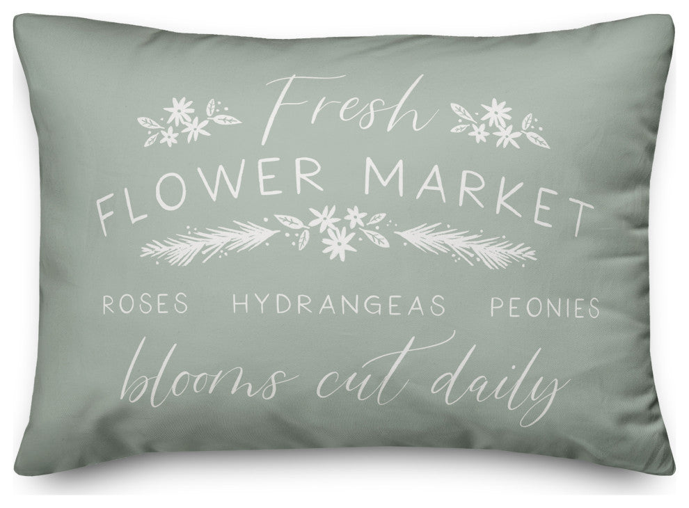 Mint Flower Market 14x20 Spun Poly Pillow