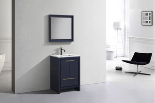KubeBath Dolce 24" Bathroom Vanity, White Quartz Countertop, High Gloss White, B