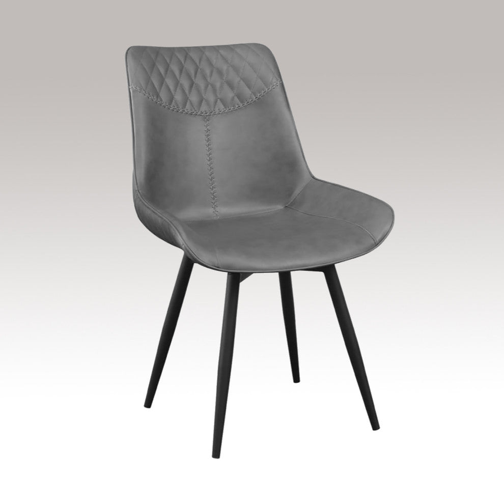 Set of 2 Dining Side Chairs, Gray and Black Finish