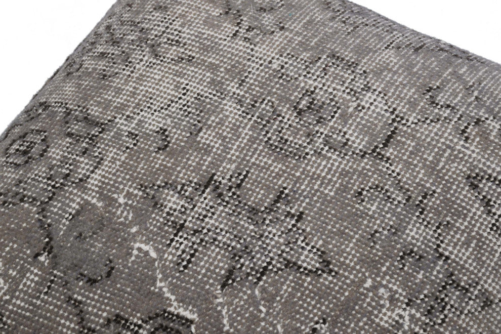 Vintage Wool Rug Upholstered Cube Ottoman