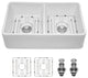 White Ceramic 32 in. Double Bowl Farmhouse Apron Kitchen Sink with Bottom Grid