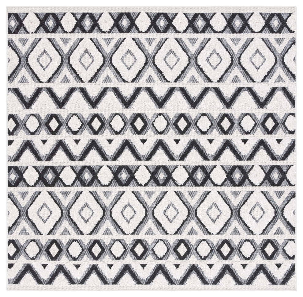 Safavieh Cottage Collection COT210B Rug, Ivory/Black, 6'7" X 6'7" Square