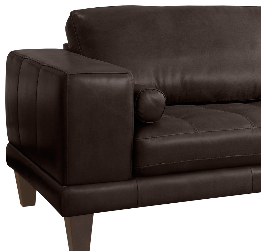 Wynne Contemporary Sofa With Brown Wood Legs, Espresso