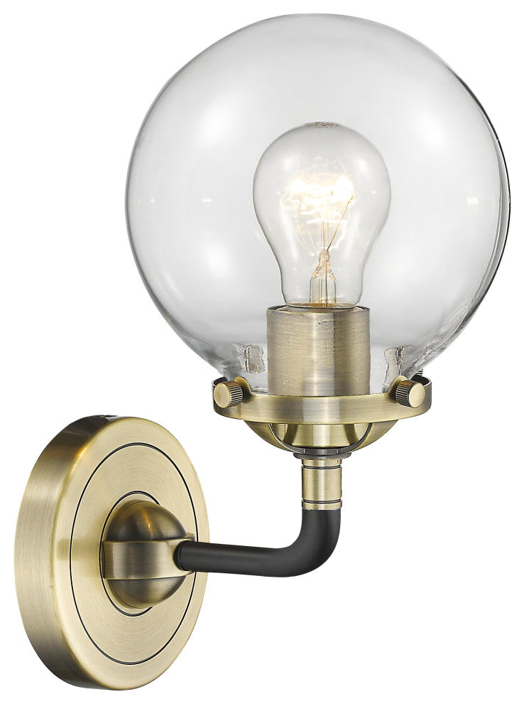 1-Light Beacon 6" Sconce, Black Antique Brass, Glass: Clear