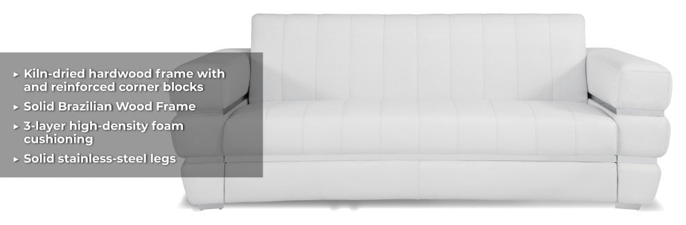 Ferrara Genuine Italian Leather Modern Loveseat Camel