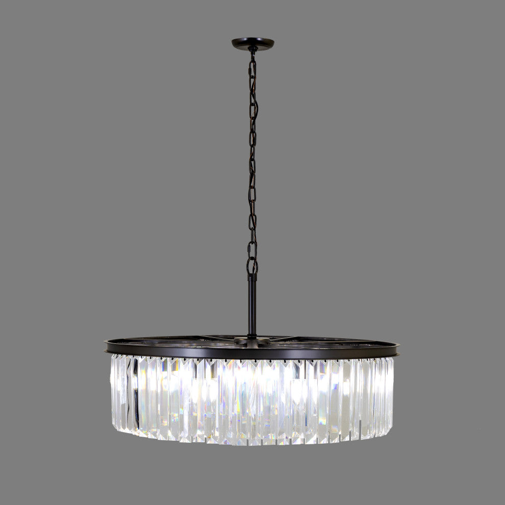 Polaris 8-Light Prism Crystal Chandelier, Black