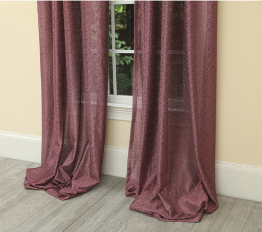La Rosa Metallic Semi Sheer Rod Pocket Curtain  52''X108'' Single Panel, Violet