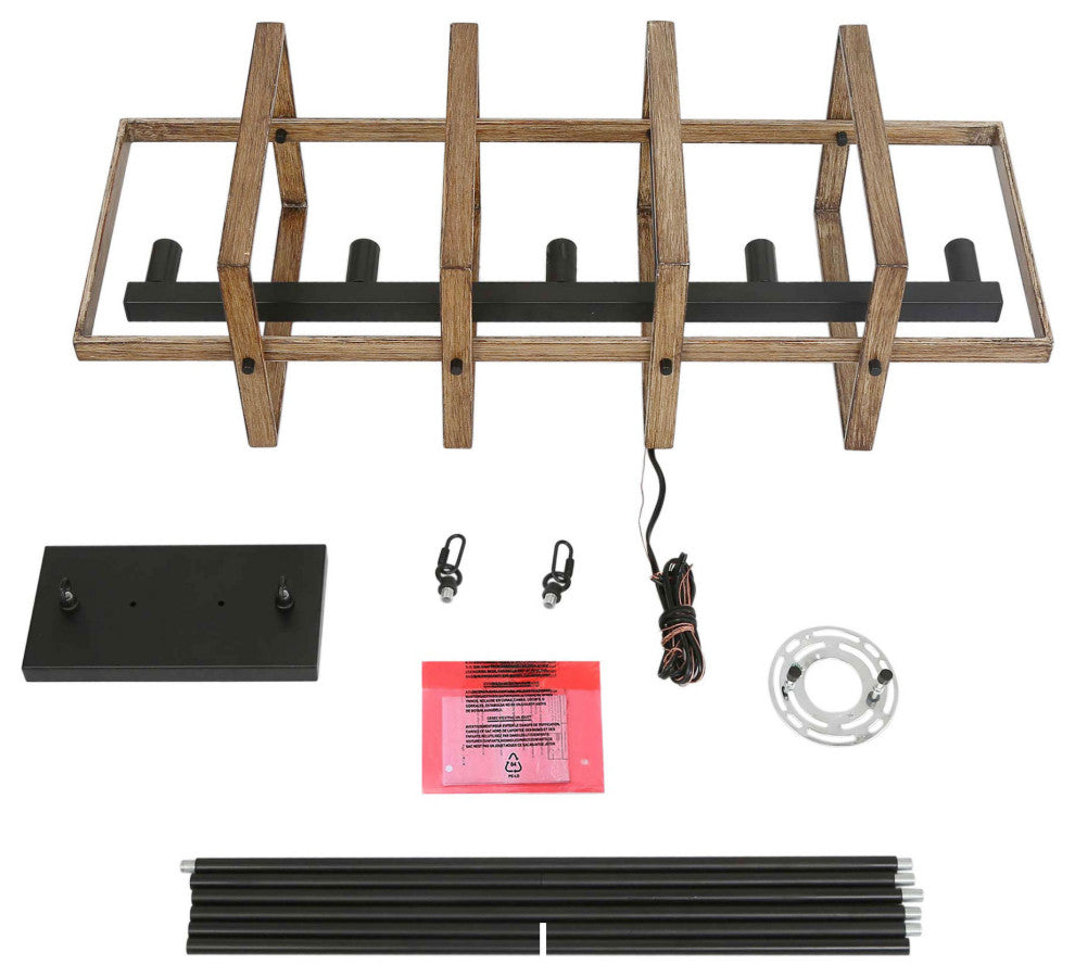 LALUZ Rectangle Chandelier, Linear Chandelier Dining Room,Flat Black