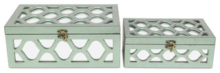 Moroccan Mirrored Wooden Boxes, Blue, Set of 2, Blue