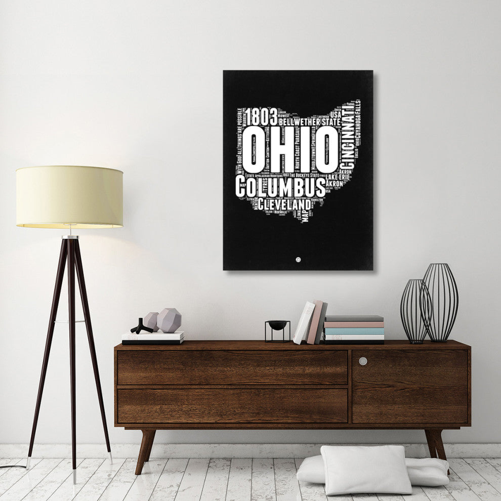 "Ohio Black and White Map" Fine Art Print