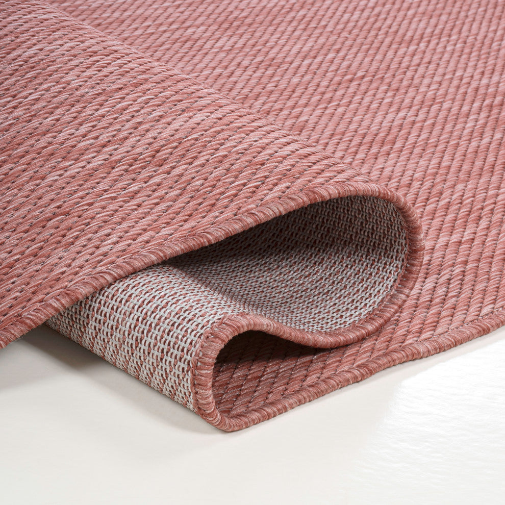 Miles Modern Minimalist Radius Corner Solid Indoor/Outdoor Shaped Area Rug