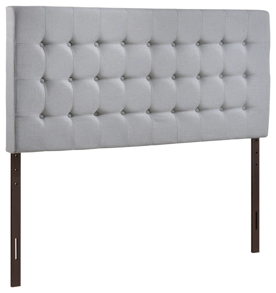 Modern Contemporary Queen Size Headboard, Gray Fabric