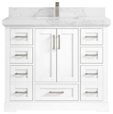 Boston 42 Single Sink Bath Vanity in White 2" Calacatta Nuvo