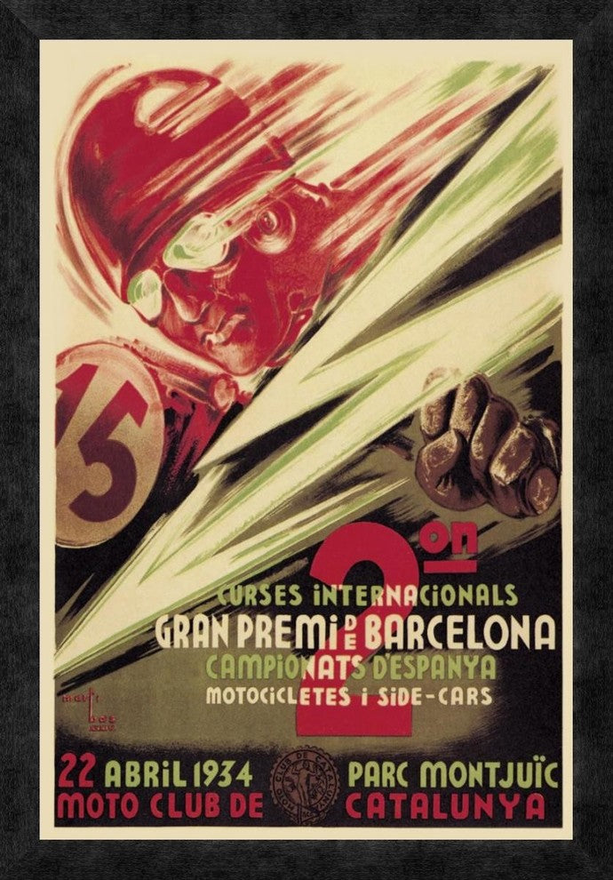 "2nd International Barcelona Grand Prix" Framed Canvas Giclee, 18"x26"