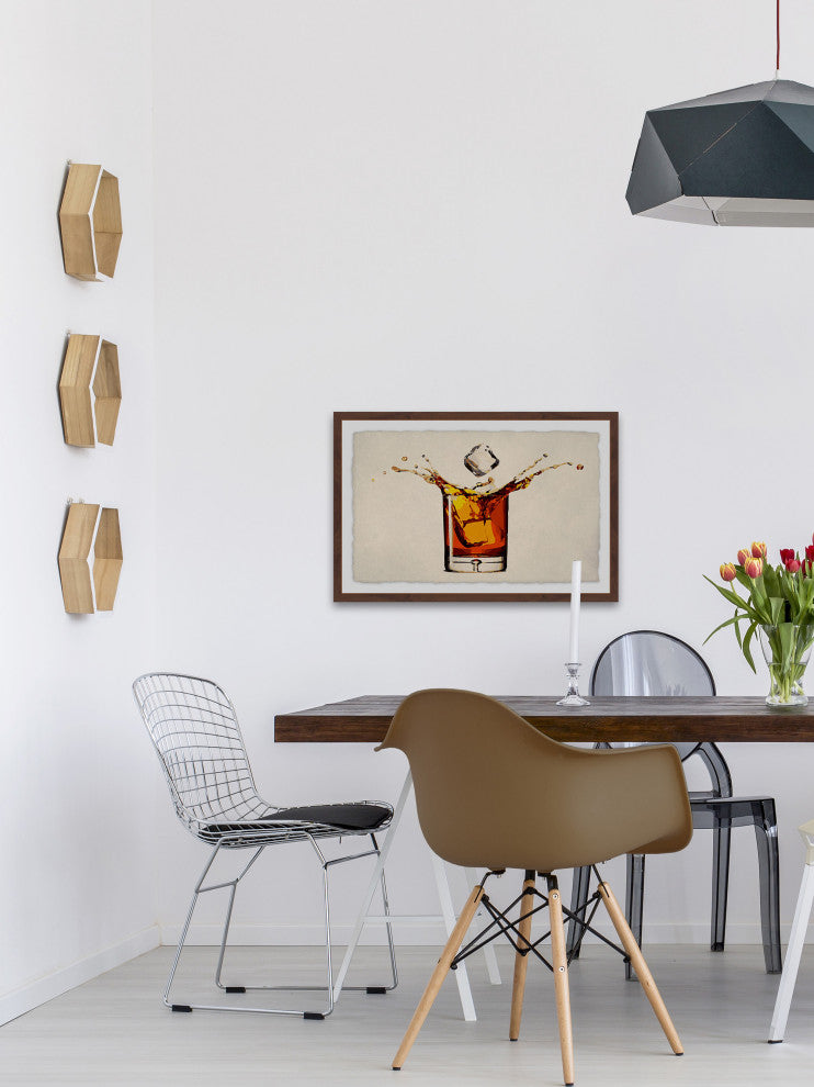 "Whiskey Splash" Framed Painting Print, 18x12