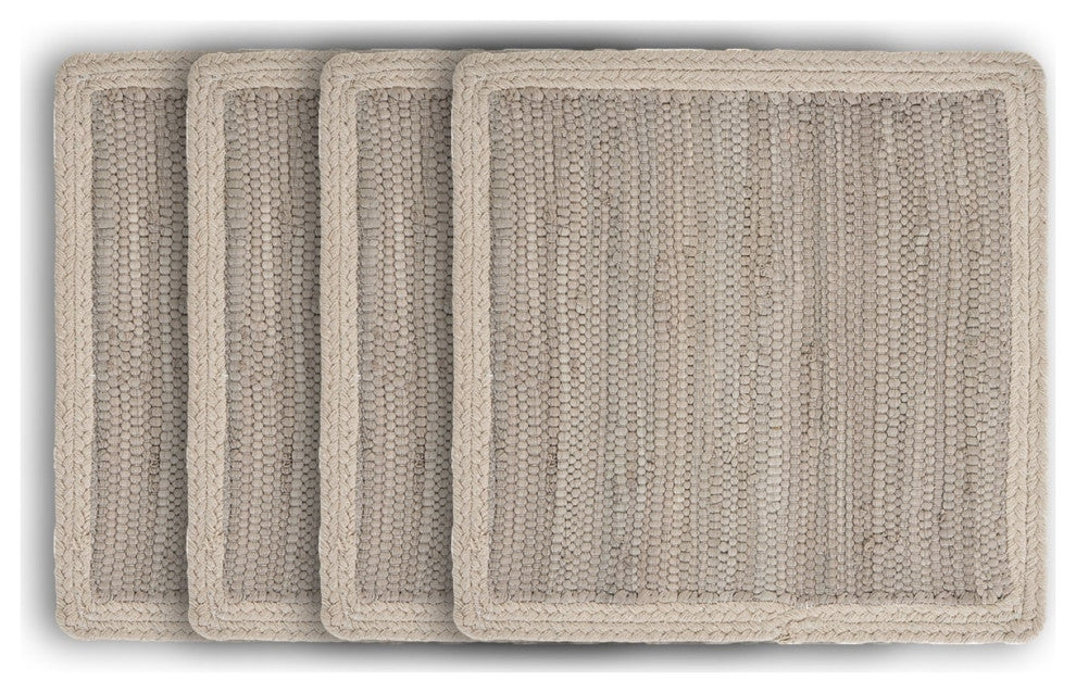 Delicate Bordered Square Indigo Place Mat, Gray