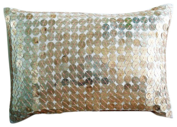 Sparkling Antique Silver, Silver Art Silk 12"x16" Lumbar Pillow Cover