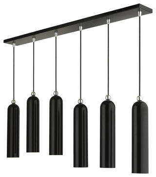 Shiny Black Mid Century Modern, Urban, Scandinavian Linear Pendant