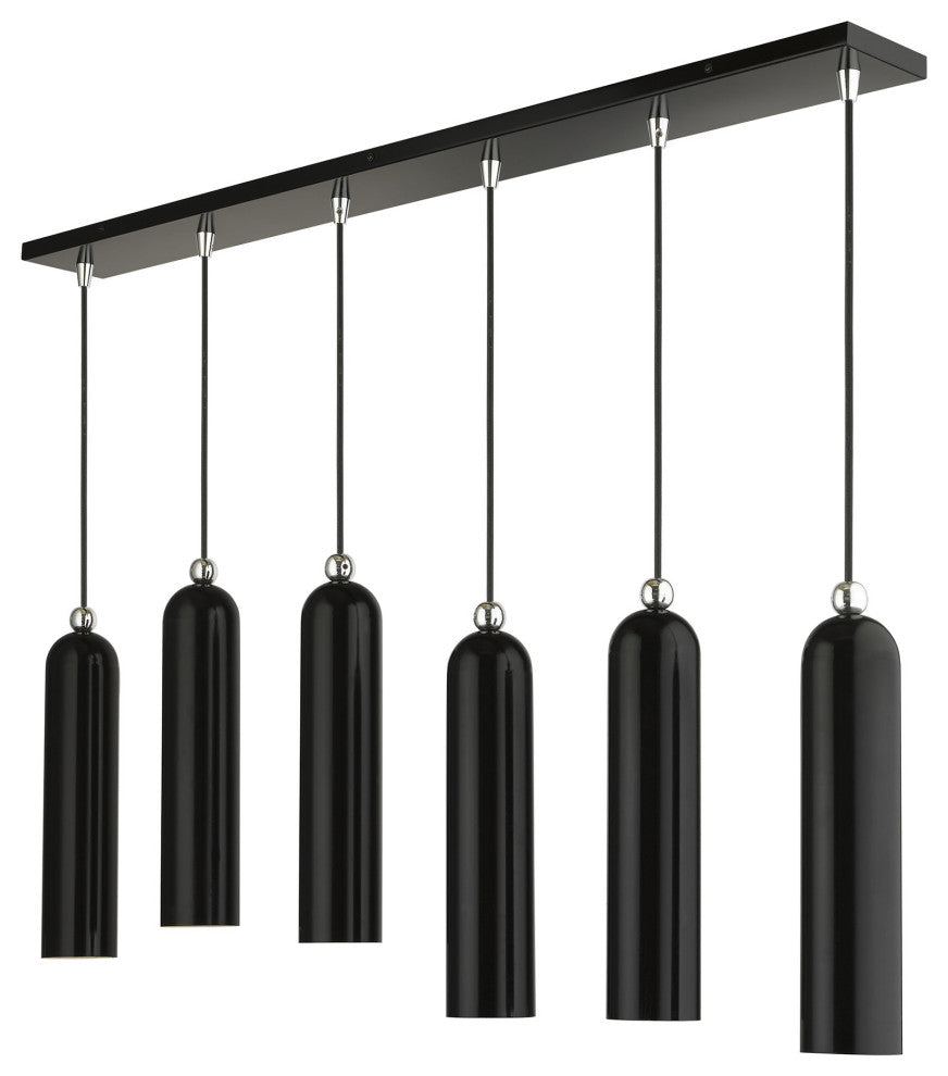 Shiny Black Mid Century Modern, Urban, Scandinavian Linear Pendant