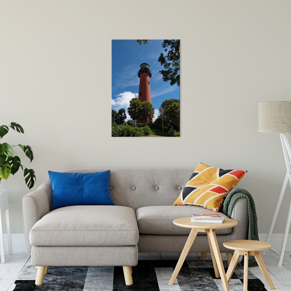 Jupiter Lighthouse 2 Color Coastal Landscape Canvas Wall Art Print, 24" X 36"