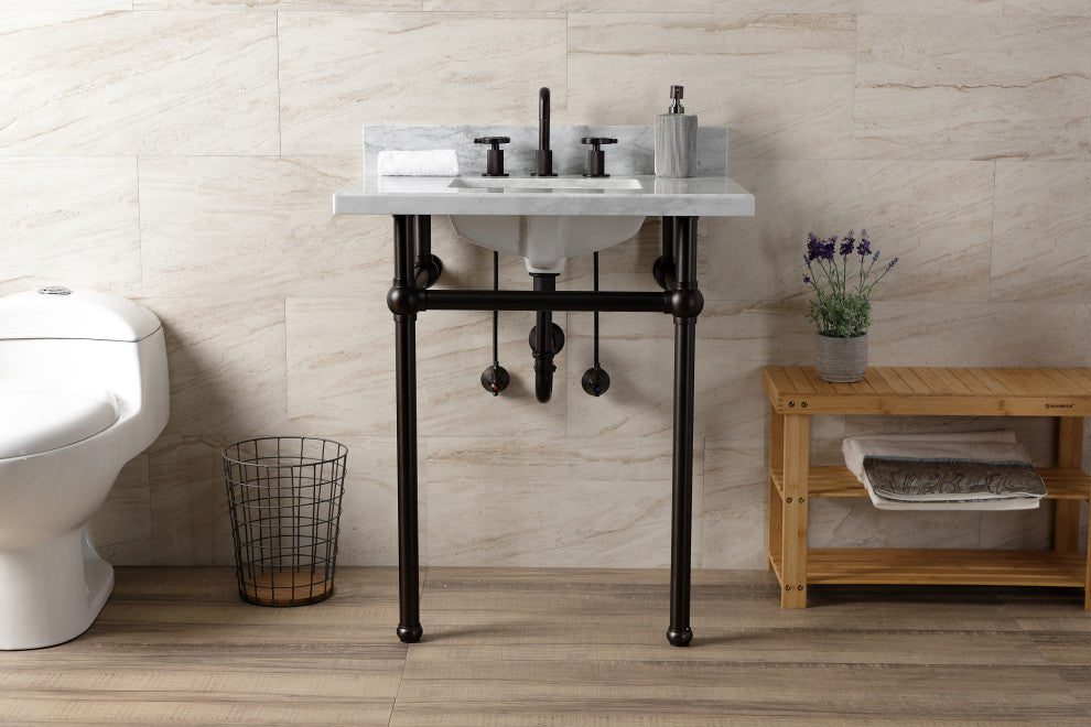KVBH3022M8SQ5 30" Console Sink with Brass Legs (8-Inch, 3 Hole)
