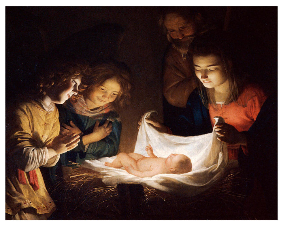 "The Adoration" Digital Paper Print by Gerrit Van Honthorst, 37"x30"