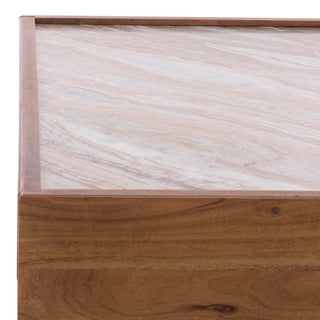 Safavieh Couture Jaslina Marble Top Coffee Table, Dark Walnut/Brown