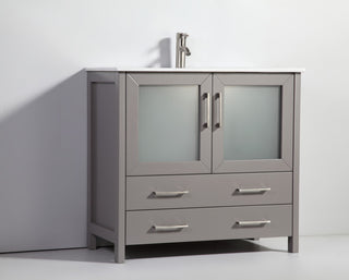 Vanity Art Vanity Set With Ceramic Top, 96", Gray