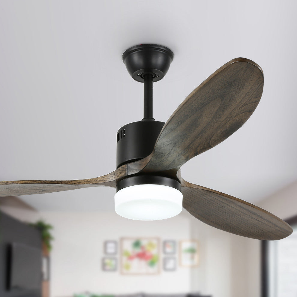 52" Solid Wood Ceiling Fan With Remote Control and Light Kit