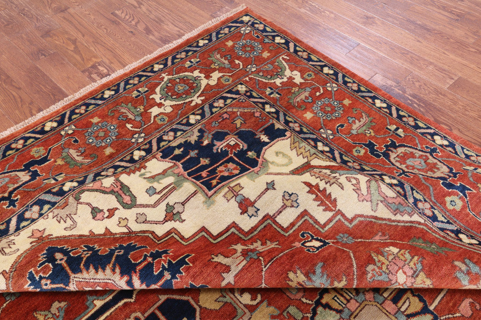 Heriz Serapi Hand Knotted Wool Rug 10' 1" X 14' 0" - Q16011
