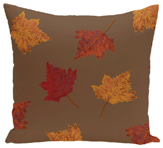 Dancing Leaves Flower Print Pillow, Brown, 20"x20"