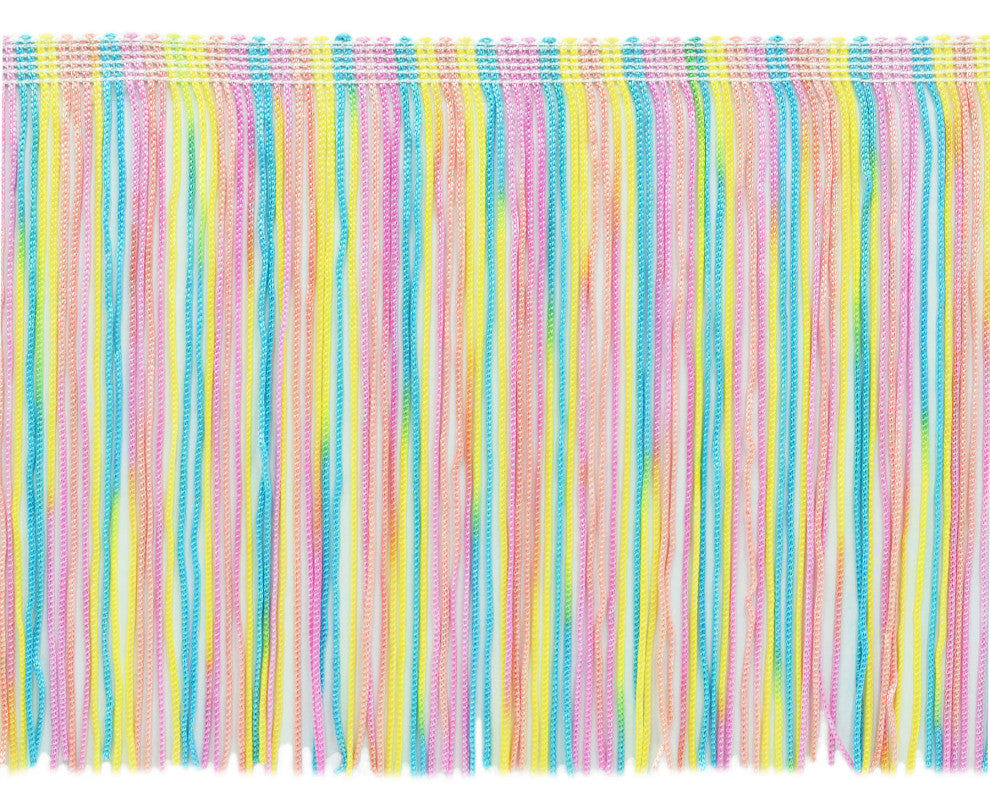 Chainette Fringe Trim, Color# PSTLSMLT - Pastel Rainbow Pink [5 Yards]