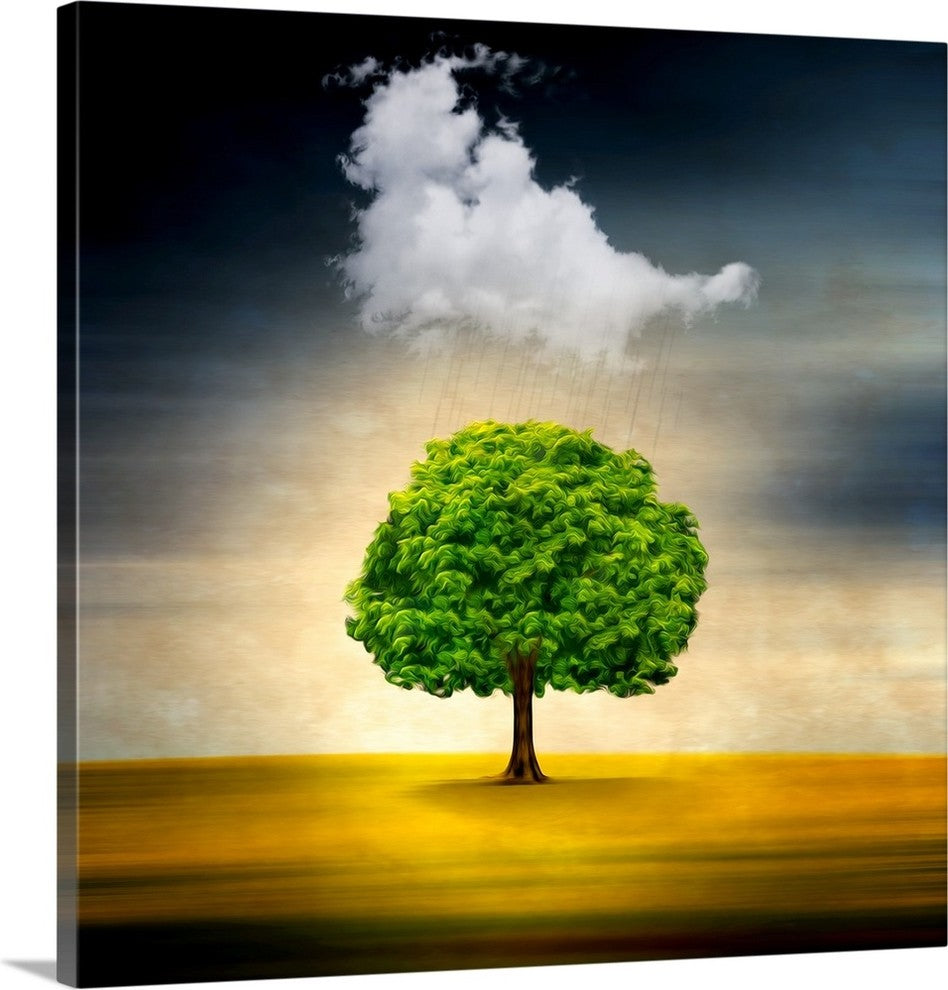 "Medusa Rain" Wrapped Canvas Art Print, 35"x35"x1.5"
